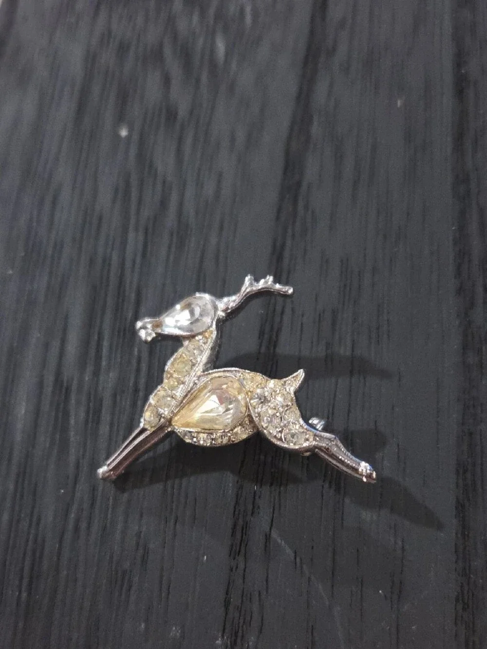Vintage Leaping Reindeer Rhinestone Brooch Pin - Women's Jewelry